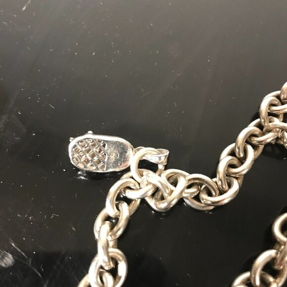 Heavy Sterling Silver 925 Heavy Cable Chain Bracelet Charm Baby Shoes Rhinestone - Picture 4 of 4